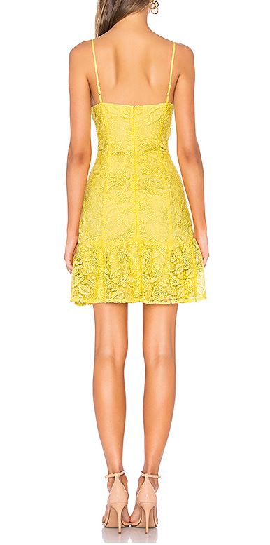 Yellow Lace Dress - V-Neck Fit and Flare Cocktail Dress