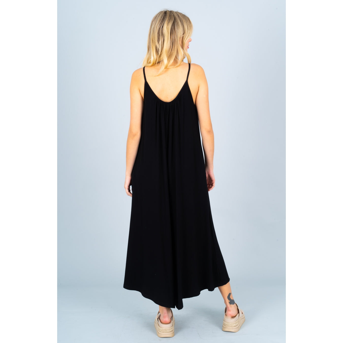 Black Wide-Leg Jumpsuit – Super Soft Oversized Fit with Pockets
