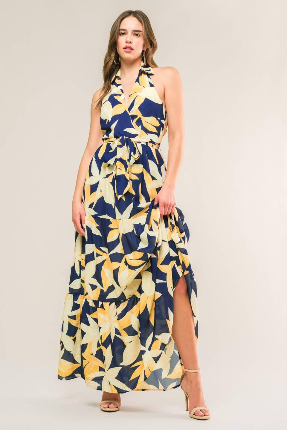 halter neck day dress Plunge Halter Dress - Black main image 0