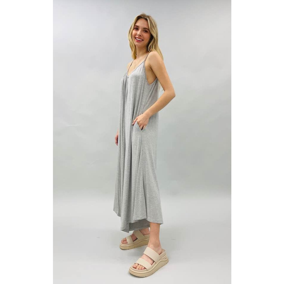 Light Grey Wide-Leg Jumpsuit – Super Soft Oversized Fit with Pockets