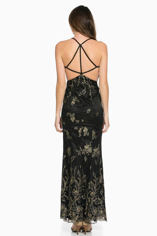 Strappy Back Glitter Gown