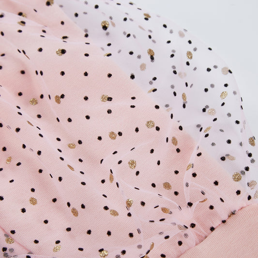 Girls Mesh Dot Statement Sleeve Top