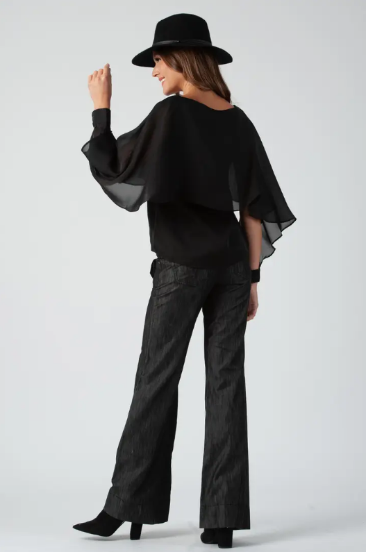 Organza Flutter Cape Blouse