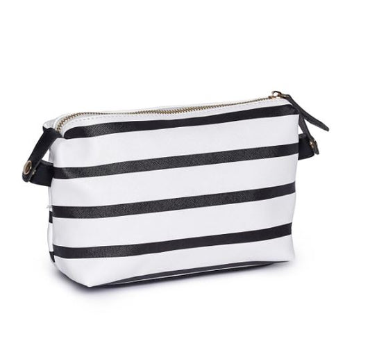 Black & White Striped Mini Cosmetic Pouch