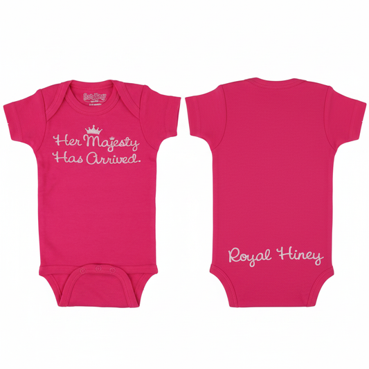 Her Majesty Has Arrived Onesie Flat Lay