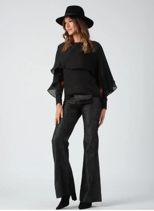 Organza Flutter Cape Blouse