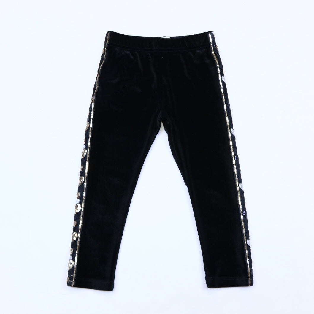 Girls' Sequin Heart Trim Leggings