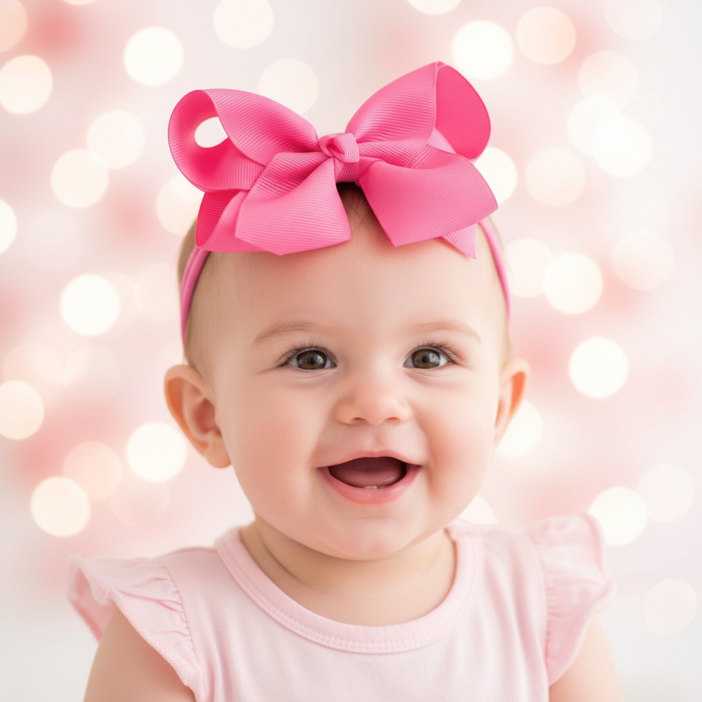Hot Pink Bow Headband Lifestyle