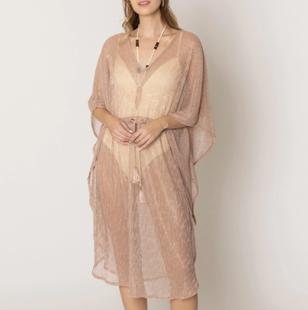 Sheer Lurex Beach Poncho Cover-Up
