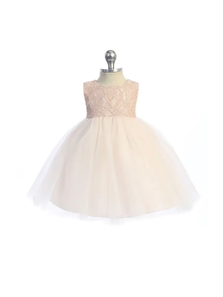 Infant Lace/Tulle Special Occasion Dress - Blush