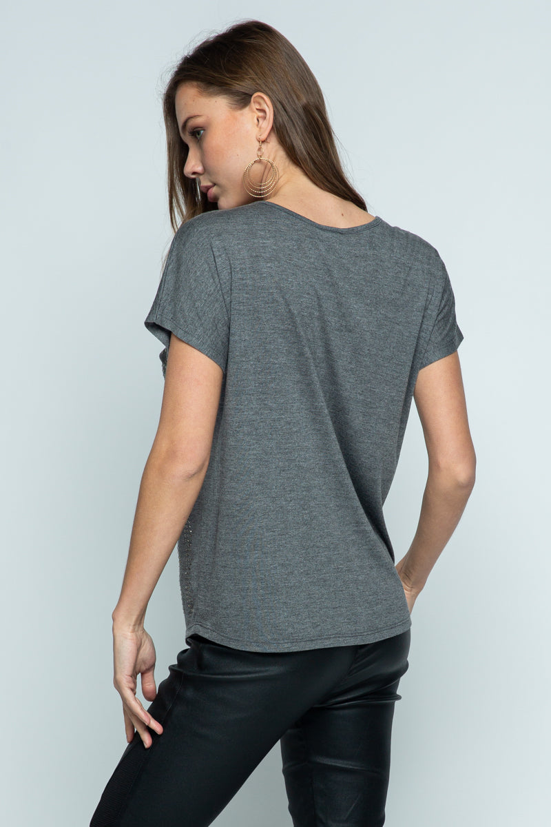SS Charcoal Top w/Stones