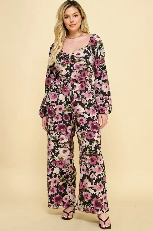 Floral Smocked Jumpsuit PLUS