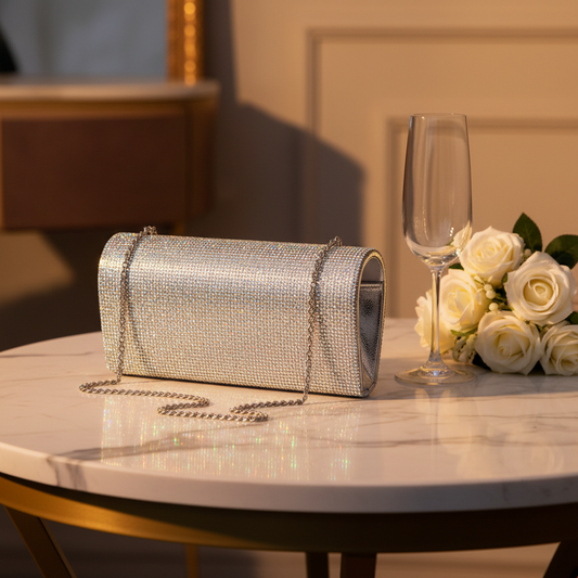 Iridescent Crystal Clutch Lifestyle