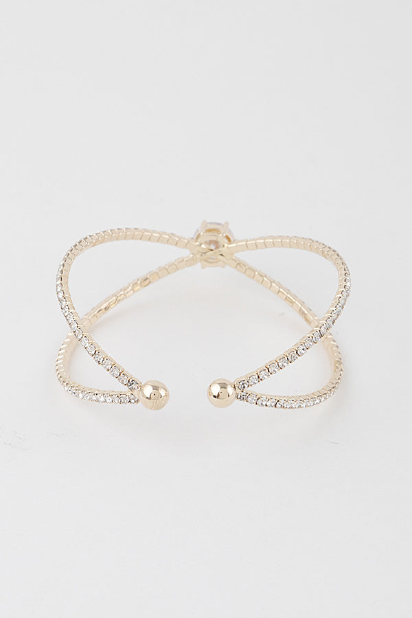 Back of pavé rhinestone orbit bracelet showing sparkle detail