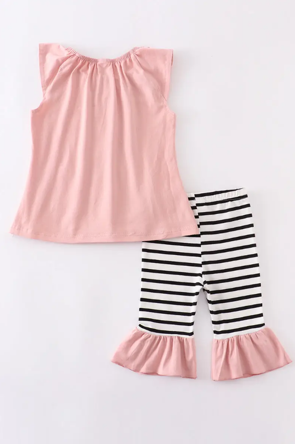 Girls' Pink & Stripe Pant Set