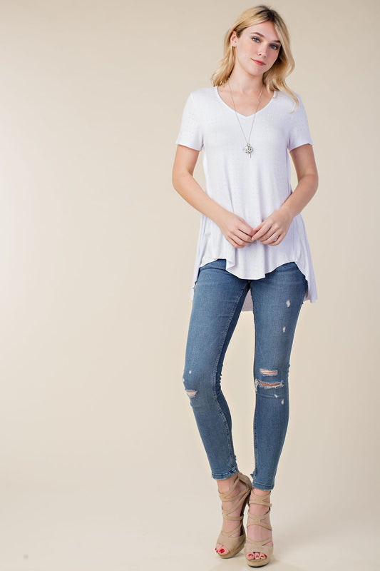 Stone Embellished Tee - White