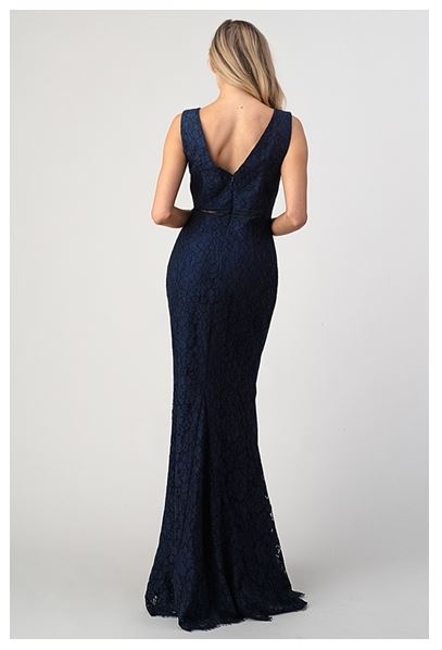 V Neck Lace Maxi - Navy