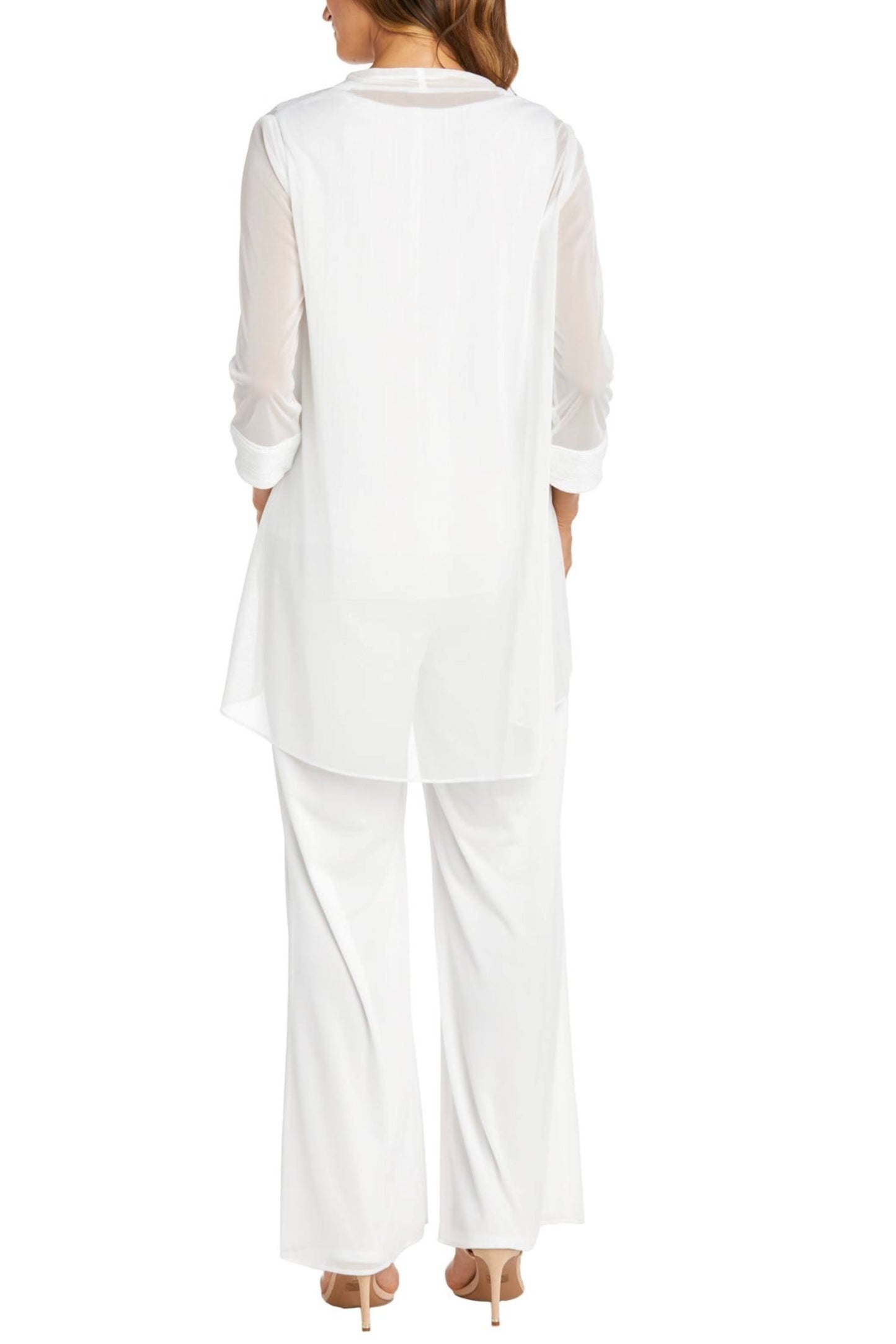 3-Piece Shimmer Rhinestone Pants Set Ivory