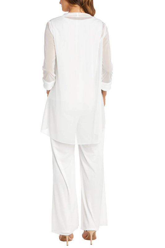 3-Piece Shimmer Rhinestone Pants Set Ivory