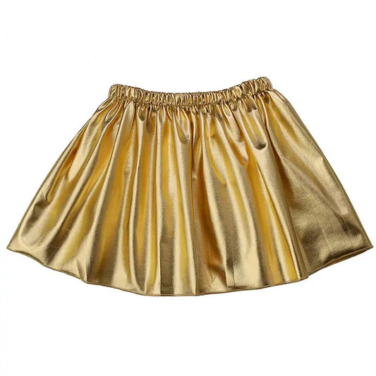 Girls' Metallic Gold Skirt | Shimmer Party Skirt for Kids