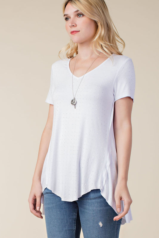 Stone Embellished Tee - White