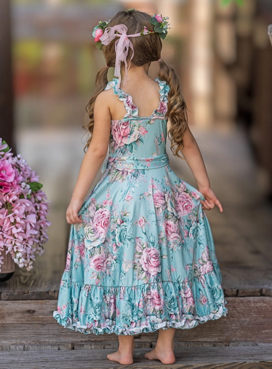 Girls' Garden Rose Hi Lo Ruffle Dress