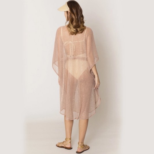 Sheer Lurex Beach Poncho Cover-Up