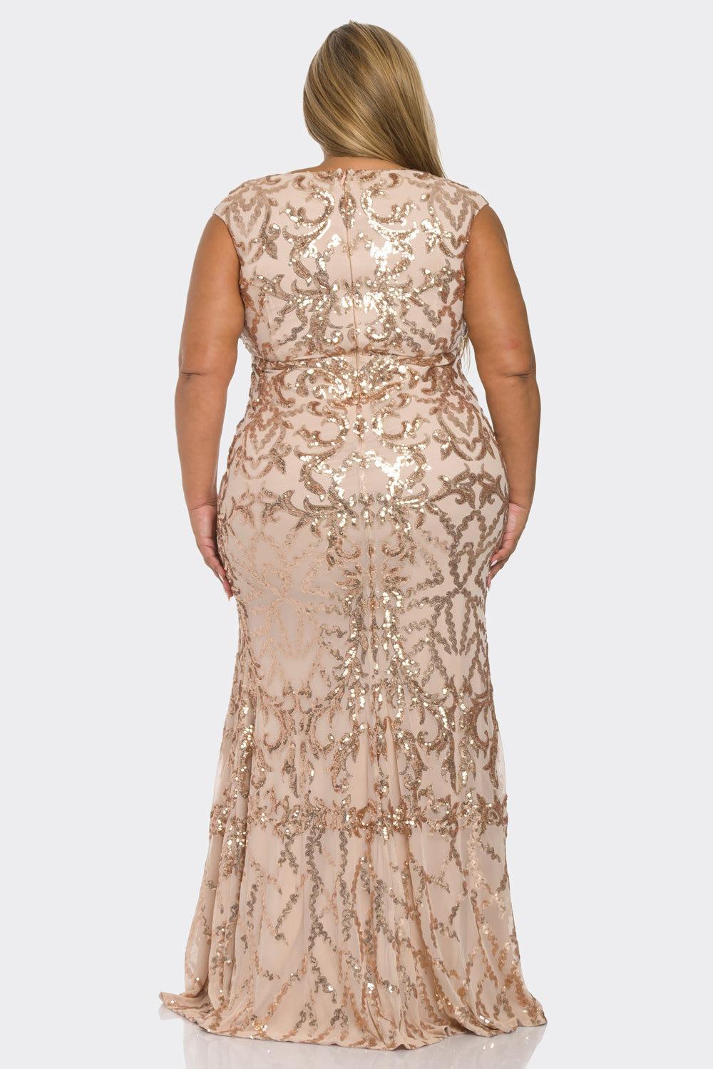 Sequin Cap Sleeve Gown PLUS