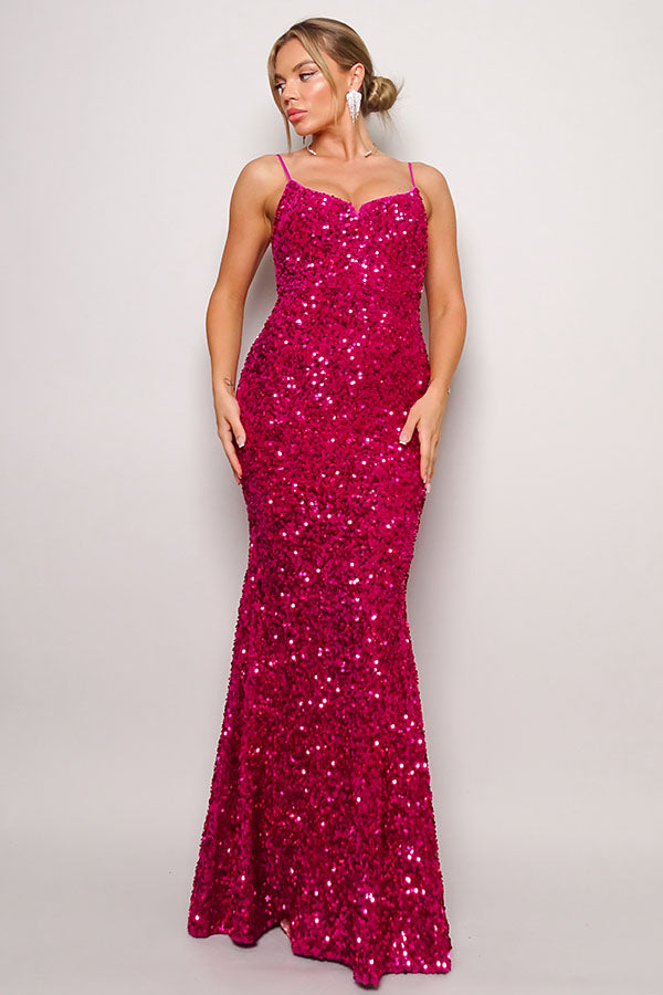 Sweetheart Sequin Velvet Gown