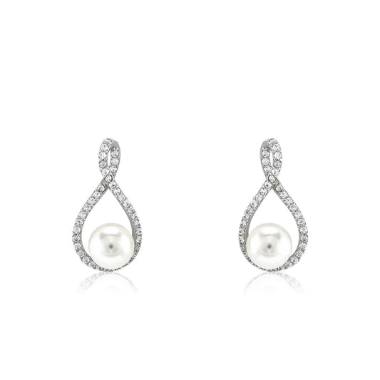 Infinity Pearl Drop Earrings