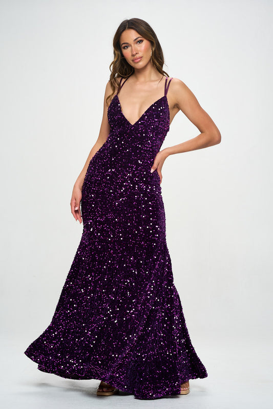 Sequin Velvet Mermaid Gown