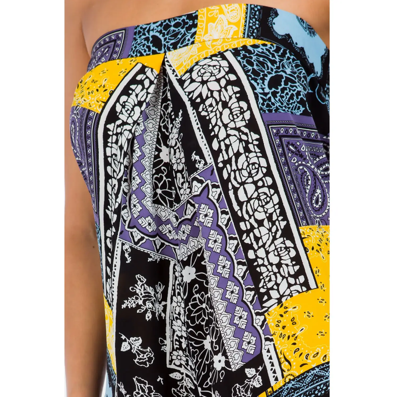 Scarf Pattern Strapless Jumpsuit