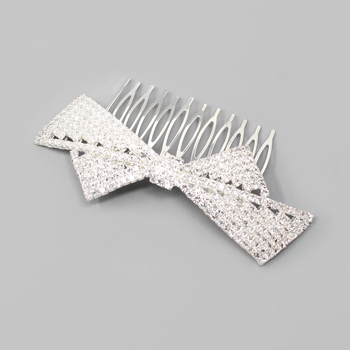 Rhinestone Pave Bow Hair Comb