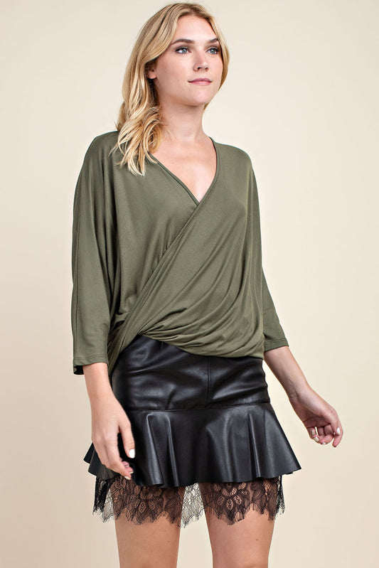 Olive Drape Top