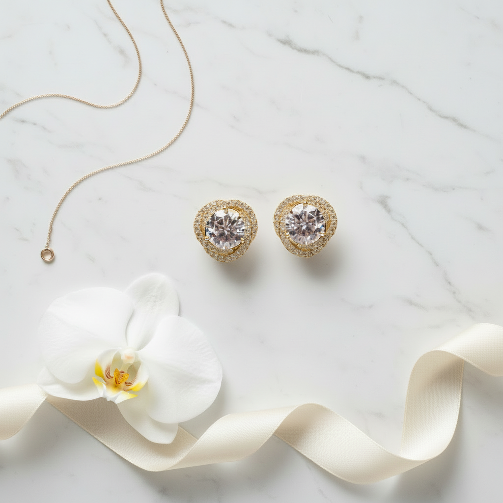 Gold Plated Cubic Zirconia Clip-On Earrings