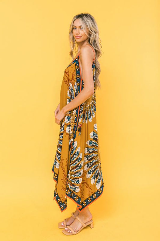 Summer Print Woven Dress - Mustard