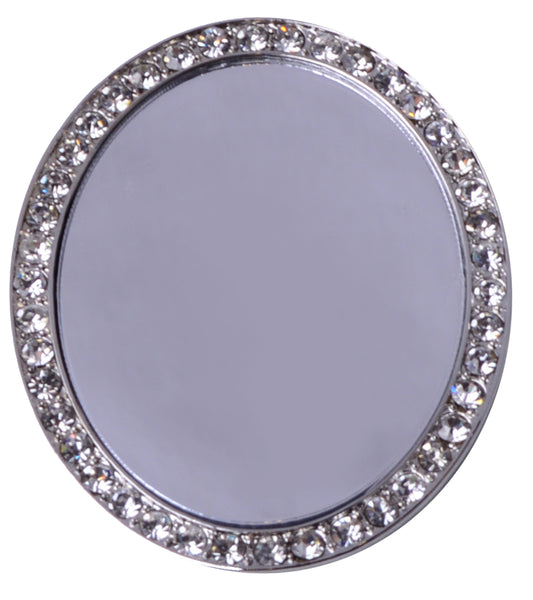 Oval Tech Mirror - Silver/Clear Crystals