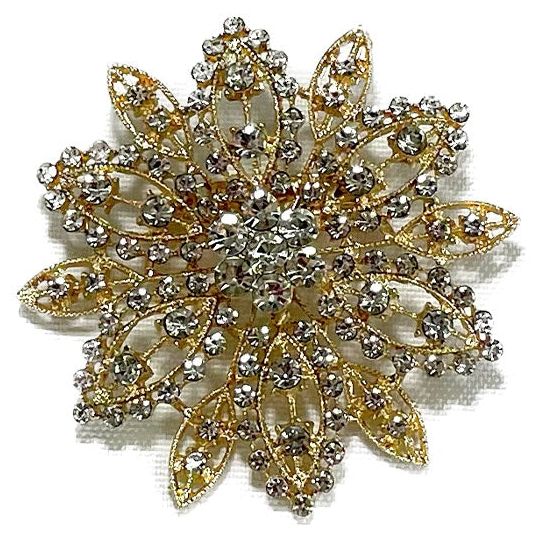 Flower Rhinestone Brooch Pin - 63mm