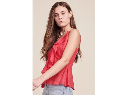 Deep V Ruffle Tank Coral