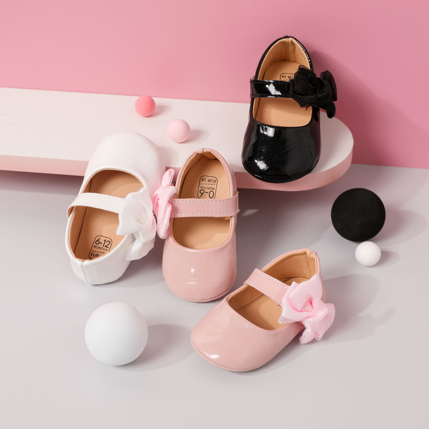 Infant/Toddler Faux Patent Leather Dress Shoes - White