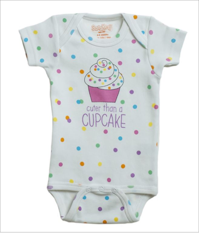 Onesie Cupcake 6-12 Months Wht