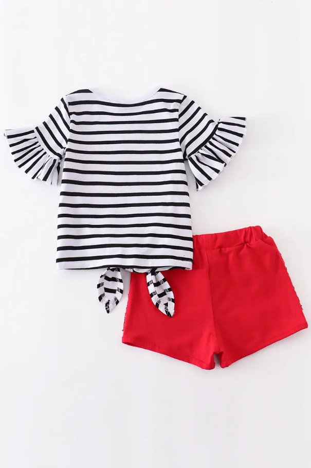 Girl Apple Sequin Short Set