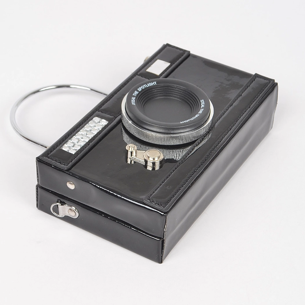 Mirror Vegan Leather Top Handle Camera Clutch Bag