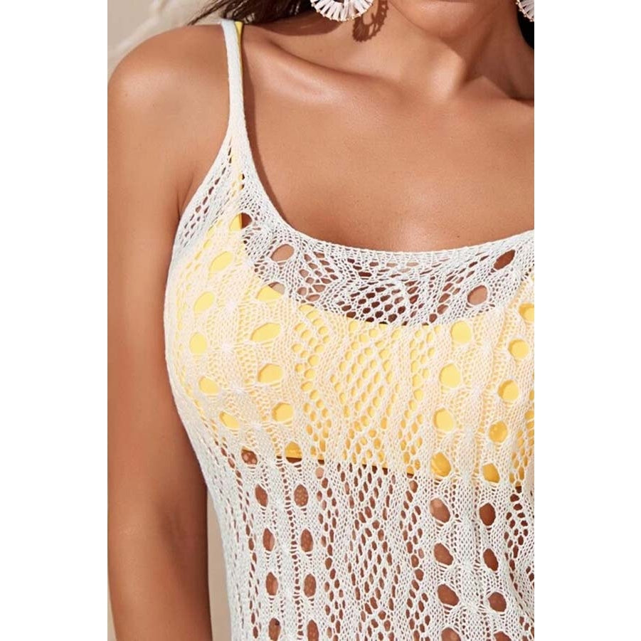 Mesh Spaghetti Strap Cover Up White One Size