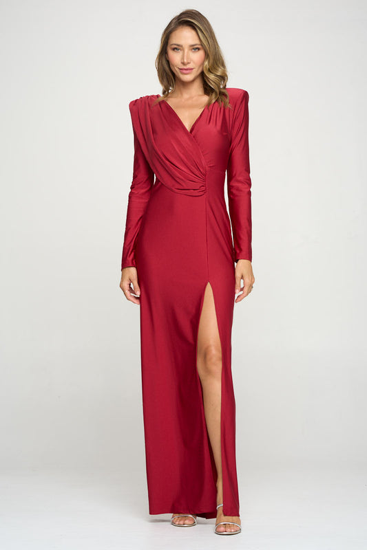 LS Strong Shoulder Drape Gown