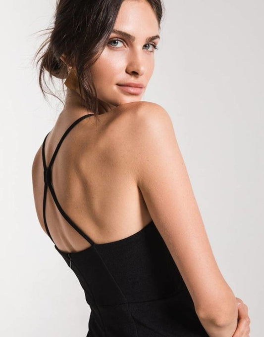 Deep V Racerback Dress Black