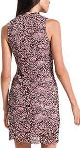 Sleeveless Pink Sheath Dress w/Black Lace