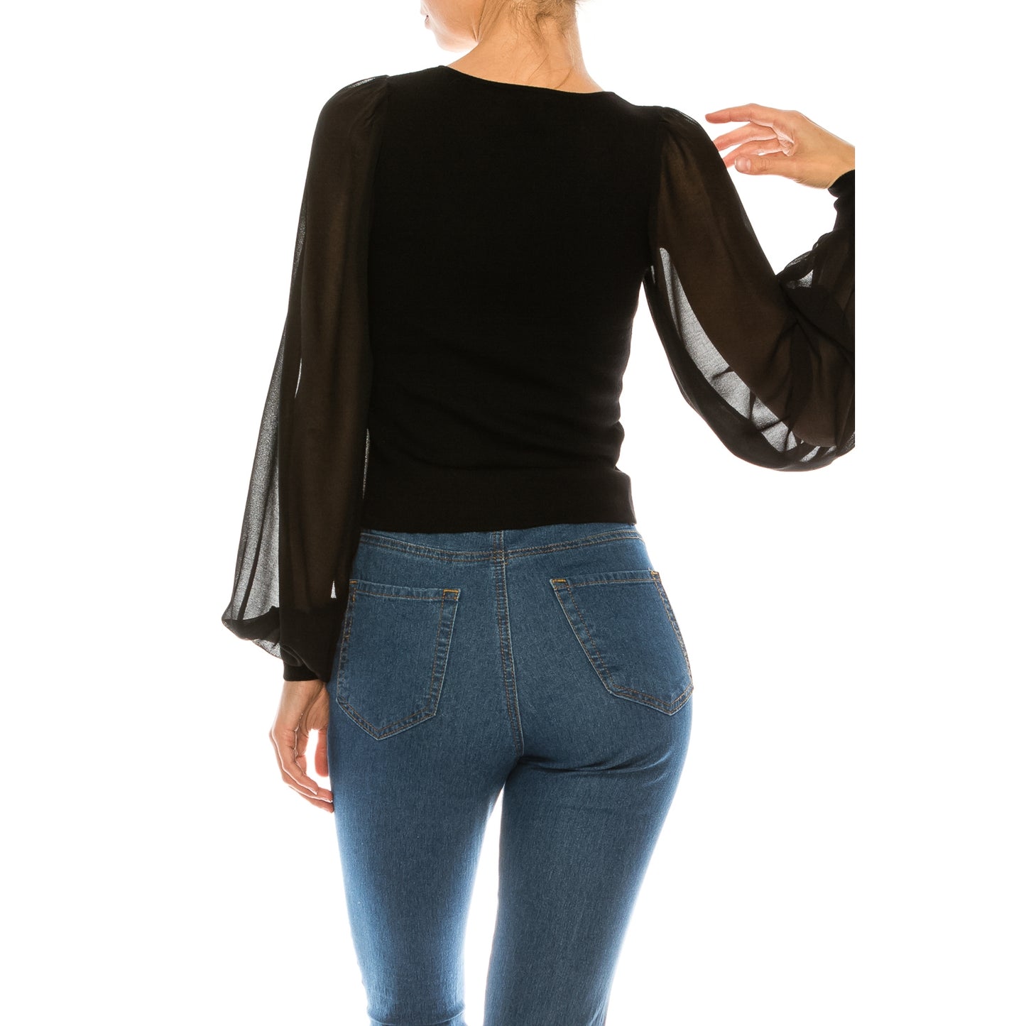 Chiffon Bubble Sleeve Sweater Top