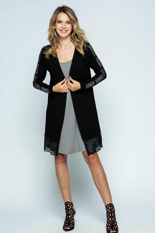 Long Cardi w/Lace and Stones