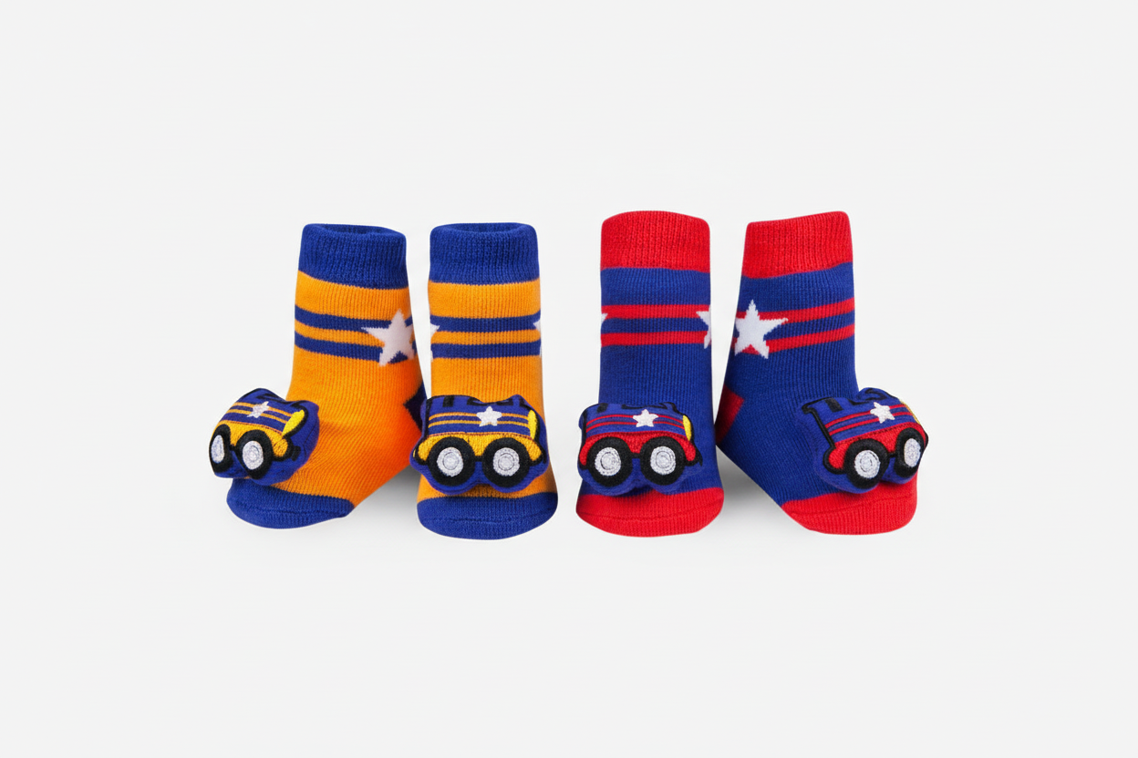 Train Rattle Socks 2-Pair Gift Set - Infant 0-12M